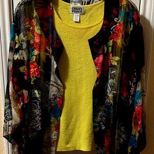 Silky jacket and sleeveless t-shirt